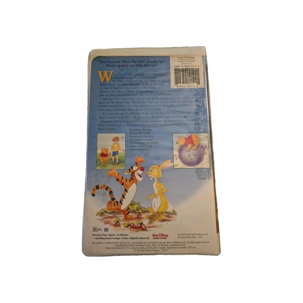 Vintage 1996 The Many Adventures of Winnie the Pooh VHS